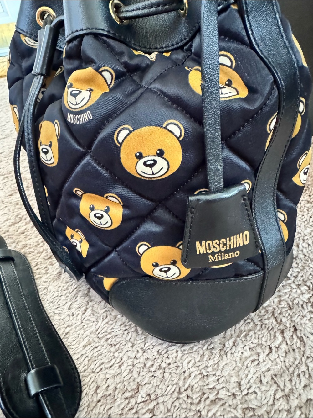Authentic Moschino Bear Bucket Bag Shoulder/Crossbody View 4